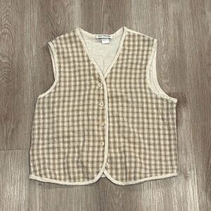 Vintage 90s Two Twenty Knit Sweater Vest Cardigan Women's Size Small